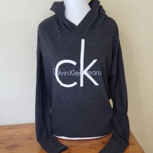 Calvin Klein Jeans  Women's Dark Gray Hooded Lightweight Sweatshirt